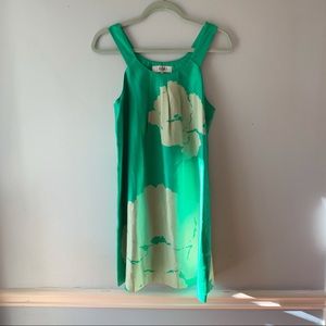 TIBI 100% Green Silk Mini Dress Size 6
